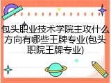 包头职业技术学院主攻什么方向有哪些王牌专业(包头职院王牌专业)