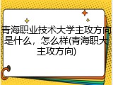 青海职业技术大学主攻方向是什么，怎么样(青海职大主攻方向)
