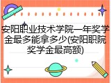 安阳职业技术学院一年奖学金最多能拿多少(安阳职院奖学金最高额)