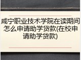 咸宁职业技术学院在读期间怎么申请助学贷款(在校申请助学贷款)