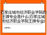 石家庄城市经济职业学院的王牌专业是什么(石家庄城市经济职业学院王牌专业)