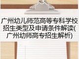 广州幼儿师范高等专科学校招生类型及申请条件解读(广州幼师高专招生解析)