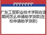 广东工贸职业技术学院在读期间怎么申请助学贷款(在校申请助学贷款)
