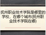 抚州职业技术学院是哪里的学校，在哪个城市(抚州职业技术学院在哪)