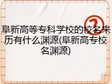 阜新高等专科学校的校名来历有什么渊源(阜新高专校名渊源)