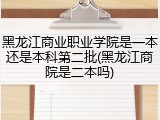 黑龙江商业职业学院是一本还是本科第二批(黑龙江商院是二本吗)