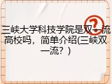 三峡大学科技学院是双一流高校吗，简单介绍(三峡双一流？)