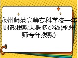 永州师范高等专科学校一年财政拨款大概多少钱(永州师专年拨款)