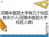 河南中医药大学有几个校区,有多少人(河南中医药大学校区人数)
