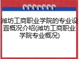 潍坊工商职业学院的专业设置概况介绍(潍坊工商职业学院专业概况)