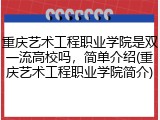 重庆艺术工程职业学院是双一流高校吗，简单介绍(重庆艺术工程职业学院简介)