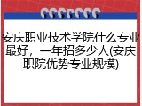 安庆职业技术学院什么专业最好，一年招多少人(安庆职院优势专业规模)