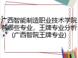广西智能制造职业技术学院有哪些专业，王牌专业分析(广西智院王牌专业)