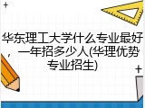 华东理工大学什么专业最好，一年招多少人(华理优势专业招生)