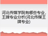 河北传媒学院有哪些专业，王牌专业分析(河北传媒王牌专业)
