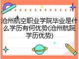 沧州航空职业学院毕业是什么学历有何优势(沧州航院学历优势)