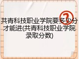 共青科技职业学院要多少分才能进(共青科技职业学院录取分数)