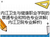 内江卫生与健康职业学院的普通专业和特色专业详解(内江卫院专业解析)