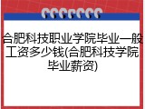 合肥科技职业学院毕业一般工资多少钱(合肥科技学院毕业薪资)