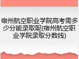 宿州航空职业学院高考需多少分能录取呢(宿州航空职业学院录取分数线)