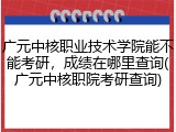 广元中核职业技术学院能不能考研，成绩在哪里查询(广元中核职院考研查询)