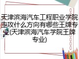 天津滨海汽车工程职业学院主攻什么方向有哪些王牌专业(天津滨海汽车学院王牌专业)