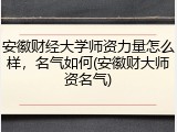 安徽财经大学师资力量怎么样，名气如何(安徽财大师资名气)