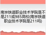 南京铁道职业技术学院是不是211或985高校(南京铁道职业技术学院是211吗)