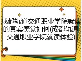 成都轨道交通职业学院就读的真实感觉如何(成都轨道交通职业学院就读体验)