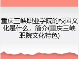 重庆三峡职业学院的校园文化是什么，简介(重庆三峡职院文化特色)