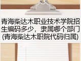 青海柴达木职业技术学院招生编码多少，隶属哪个部门(青海柴达木职院代码归属)