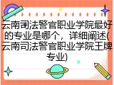 云南司法警官职业学院最好的专业是哪个，详细阐述(云南司法警官职业学院王牌专业)