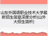 山东外国语职业技术大学最新招生简章深度分析(山外大招生简析)