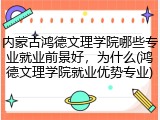 内蒙古鸿德文理学院哪些专业就业前景好，为什么(鸿德文理学院就业优势专业)