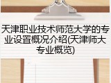 天津职业技术师范大学的专业设置概况介绍(天津师大专业概览)
