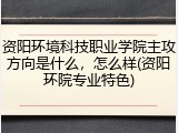 资阳环境科技职业学院主攻方向是什么，怎么样(资阳环院专业特色)