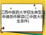 江西中医药大学招生类型及申请条件解读(江中医大招生条件)
