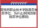 阿克苏职业技术学院是否有双学位，为什么(阿克苏职院双学位原因)