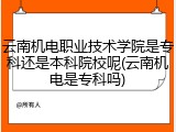 云南机电职业技术学院是专科还是本科院校呢(云南机电是专科吗)