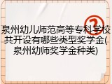 泉州幼儿师范高等专科学校共开设有哪些类型奖学金(泉州幼师奖学金种类)