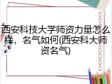 西安科技大学师资力量怎么样，名气如何(西安科大师资名气)