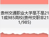 贵州交通职业大学是不是211或985高校(贵州交职非211/985)