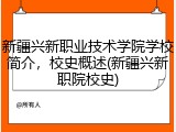 新疆兴新职业技术学院学校简介，校史概述(新疆兴新职院校史)