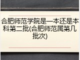 合肥师范学院是一本还是本科第二批(合肥师范属第几批次)