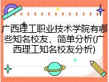 广西理工职业技术学院有哪些知名校友，简单分析(广西理工知名校友分析)