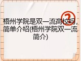 梧州学院是双一流高校吗，简单介绍(梧州学院双一流简介)