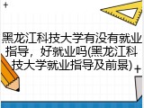 黑龙江科技大学有没有就业指导，好就业吗(黑龙江科技大学就业指导及前景)