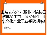 山东文化产业职业学院校园占地多少亩，多少师生(山东文化产业职业学院规模)