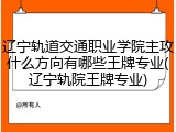 辽宁轨道交通职业学院主攻什么方向有哪些王牌专业(辽宁轨院王牌专业)