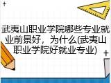武夷山职业学院哪些专业就业前景好，为什么(武夷山职业学院好就业专业)